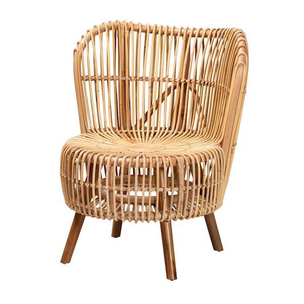 Bali & Pari Nagoya Modern Bohemian Natural Rattan Wide Seat Lounge Chair 235-13342-ZORO - main